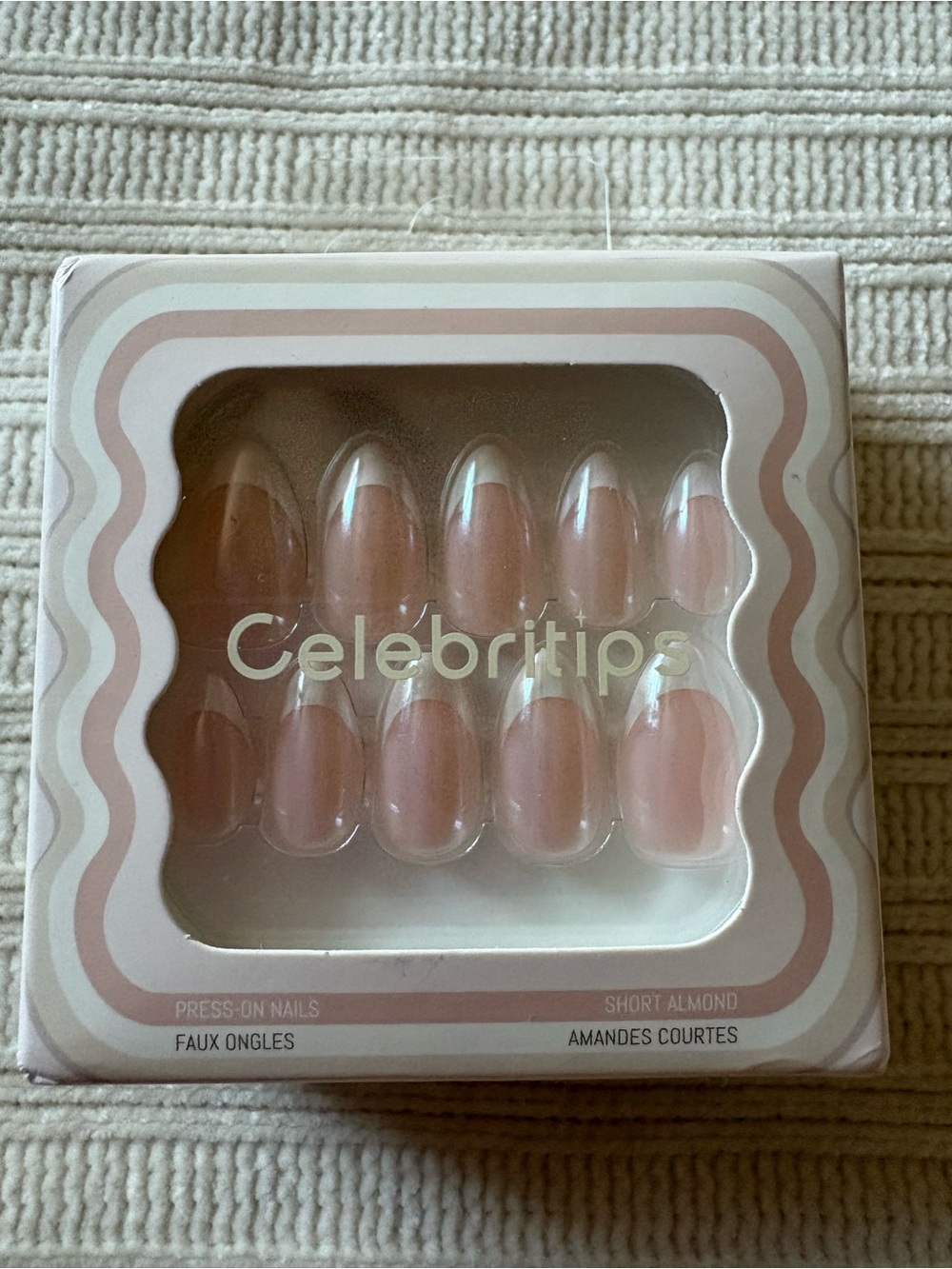 Celebritips Short Almond Press-On Nails in French Tip Natural Sheer Pink